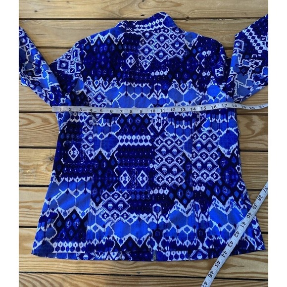 Zenergy By Chico’s Full Zip Patterned Jacket Top Size 0 Women’s Blue - Picture 7 of 8